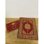 A 19thc red leather envelope with gilt decoration and two pockets to interior (33cm x 26cm) and