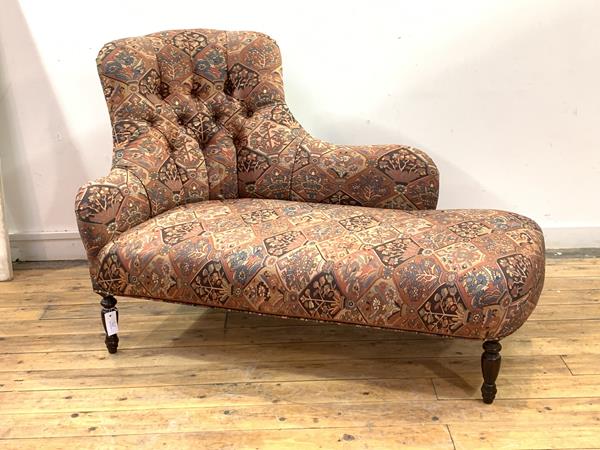 Liberty - A Victorian style chaise longue, late 20th century, upholstered in a floral buttoned