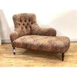 Liberty - A Victorian style chaise longue, late 20th century, upholstered in a floral buttoned