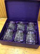 A set of six Edinburgh crystal slice cut whisky glasses in original box each glass measures 8.5x8cm