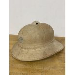A pith helmet, hand inscription to interior David Duncan and leather inscribed Hobson & Sons (with