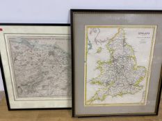 A 19thc map of England depicting the Canals and Railways, published 1837 (40cm x 32cm) and another