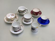 A group of Meissen and other cups and saucers, 19th century comprising: a teacup and saucer