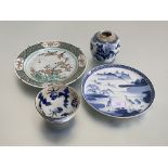 A group of Chinese ceramics comprising: a provincial crackle glaze blue and white bowl with white