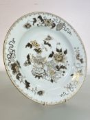 A Chinese Export porcelain large dish, late 18th/early 19th century, decorated en grisaille with