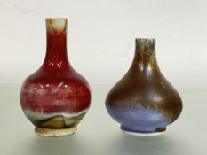 Two small Chinese vases, one stoneware, of flask form, with a speckled glaze of Juanyao type in