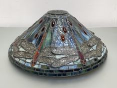 A leaded glass shade in the Tiffany style, late 20th century, of conical form, designed with