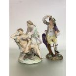 A Berlin porcelain figure group, 19th century, of Luna and Endimion, named on the base, underglaze