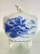 A striking Japanese Hirado porcelain jar and cover, Meiji period, of spherical form, the cover