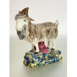 A rare early 19th century Scottish pottery model of a goat, probably Gallatown (Fife), modelled