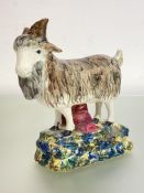 A rare early 19th century Scottish pottery model of a goat, probably Gallatown (Fife), modelled