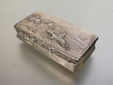 A George IV silver snuff box, Joseph Taylor or John Thropp, Birmingham 1825, the hinged cover