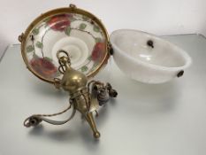 Two early 20th century glass ceiling lights: the first of bowl form, in moulded opaque glass,