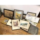A mixed lot of paintings, etchings, prints (a lot)