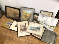 A mixed lot of paintings, etchings, prints (a lot)