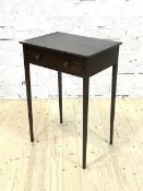 An early 20th century mahogany side table, fitted with one drawer, raised on square tapered