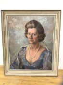 Mary Harrison, portrait of Mrs Jean, oil, signed and dated '72 top left, measures 59.5cm x 49cm