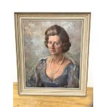 Mary Harrison, portrait of Mrs Jean, oil, signed and dated '72 top left, measures 59.5cm x 49cm