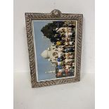 An Edwardian Birmingham silver photo frame with gadrooned edge internal measurements 17.5x12.5cm