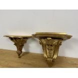 Two modern wall brackets with classically inspired foliate supports one marked Made in Italy verso