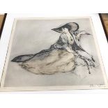 Early 20thc School, Lady Reclining with Hat, Limited Edition Print numbered 22/100, signed bottom
