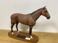A Beswick figure of horse the wooden base with label inscribed Nijinsky 1970 Winner of the English
