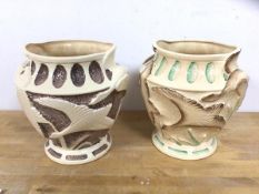 A near pair of 1930's Burleigh Ware flying duck vases, each measures 20cm high