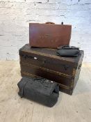 A late Victorian dome top travelling steamer trunk, the interior with lift out tray (Tray and