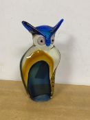 A Shudehill cased glass owl ornament measures 19cm high