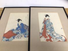 Attributed to Chikanobu (1838-1912), Illustration of Ladies in Tokugawa Period, one with character