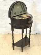 An early 20th century oak presentation table canteen, the hinged lid reavealing a mixed set of steel