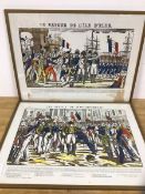 Two 19thc French coloured engravings of Napoleonic scenes including Le Retour de l'Isle d'Elbe,