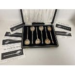 A set of six London silver reproduction 16thc and earlier spoons each measures 10cm with a