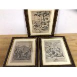 A collection of three 18thc engravings including David Slays Goliath, Christ Feedeth the Multitude