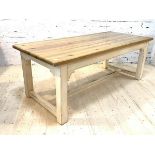 John Lewis of Hungerford, A large pitch pine farmhouse style dining table, the rectangular top