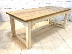 John Lewis of Hungerford, A large pitch pine farmhouse style dining table, the rectangular top