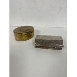 A white metal hinged box possibly continental with foliate sea scroll and drum decoration