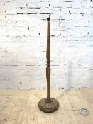 A circa 1940s stained beech standard light with turned column and base, H150cm