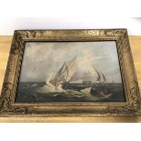 S H, Boats in Rough Seas, Oil, Initialled and dated 1892 bottom left, measures 35cm x 52cm