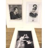 Three 19thc lithographs depicting Lord Byron including one in uniform, measures 40cm x 28cm, one