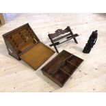 A mixed lot including an Edwardian stationery table top box with full front measures 27cm x 36cm x