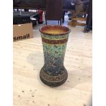 A late 19thc floor vase of tulip form with foliate decoration stamps to interior rim measures 60cm