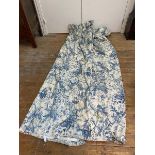 A pair of lined and interlined toile de joy curtains, drop 220cm, each top width 106cm