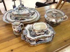 19thc Mason's china including a chamber pot which measures 15cm high, vase, serving dishes, ashet's,