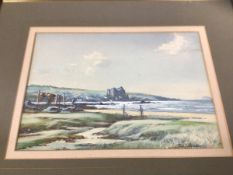 Tom Campbell, Culzean Castle Alisa Craig, watercolour, signed bottom right, measures 17cm x 25cm
