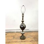 A large cast brass and glass table lamp, in the Victorian style, H100cm