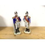 Two late 19thc French figures of Napoleonic generals, one depicting Lannes the other Mortier, both