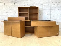 Tapley 33, A Mid century teak modular wall unit, comprising cupboard, drawers, an open shelf and