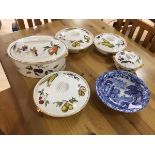 A collection of Royal Worcester Evesham pattern lidded cooking dishes including tureen which