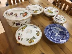 A collection of Royal Worcester Evesham pattern lidded cooking dishes including tureen which